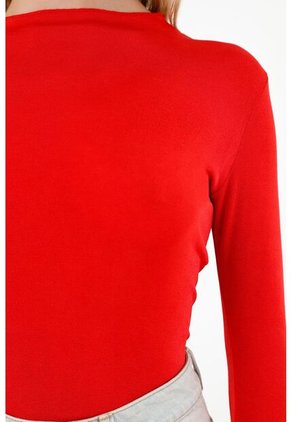 Camiseta Roja Manga Larga Para Mujer