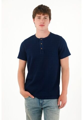 Tennis Camiseta De Tela Con Textura Azul Para Hombre Tennis