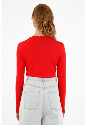 Camiseta Roja Manga Larga Para Mujer