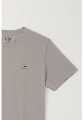 Tennis Camiseta Básica Manga Corta Gris Con Detalle Frontal Para Hombre