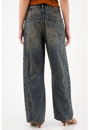 Tennis Jean Horseshoe De Tiro Bajo Azul Con Acabado Ligero Para Mujer