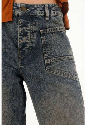 Tennis Jean Horseshoe De Tiro Bajo Azul Con Acabado Ligero Para Mujer