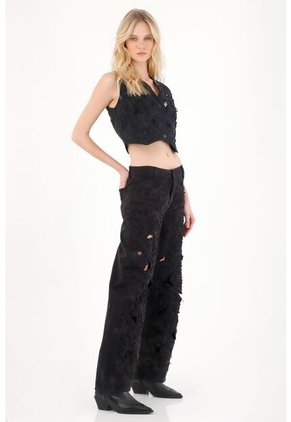 Tennis Chaleco Con Proceso Láser Bordado Negro Para Mujer