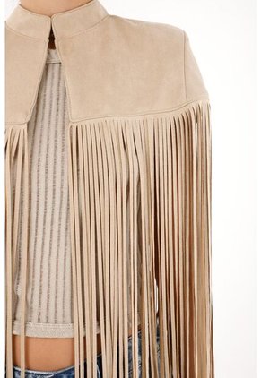 Tennis Capa En Tela Suede Con Flecos Crudo Para Mujer