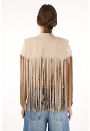 Tennis Capa En Tela Suede Con Flecos Crudo Para Mujer