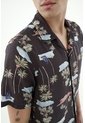 Tennis Camisa Regular Fit Con Estampado Tropical En Algodón Negro Para Hombre de Tennis