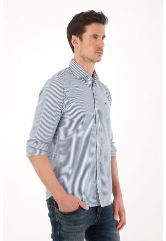 Tennis Camisa Azul Manga Larga Con Diseño A Rayas Para Hombre Tennis