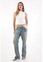 Tennis Jean Recto De Tiro Medio Con Doblez En Pretina Azul Para Mujer de Tennis
