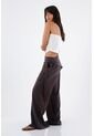 Tennis Pantalón Para Mujer De Tejido Fluido Marrón Palazzo Con Cintura Cruzada de Tennis