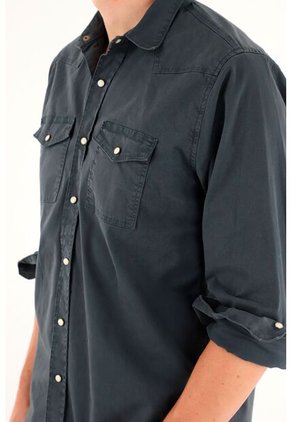 Tennis Camisa Azul Manga Larga Para Hombre