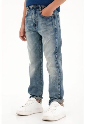 Jean Recto Tono Medio Con Realce En Las Costuras Para Niño