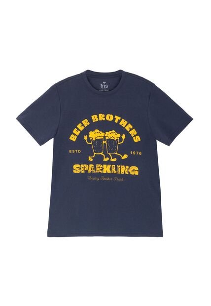 Camiseta Básica Azul Para Hombre