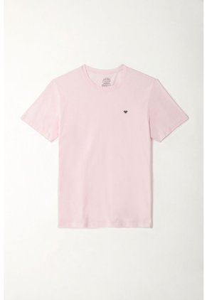 Camiseta Rosada Con Mini Raqueta Bordada Para Hombre