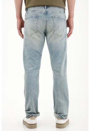 Tennis Jean Recto Con Arrugas 3D Azul Claro Para Hombre