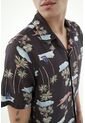 Tennis Camisa Regular Fit Con Estampado Tropical En Algodón Negro Para Hombre de Tennis