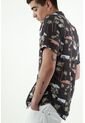 Tennis Camisa Regular Fit Con Estampado Tropical En Algodón Negro Para Hombre de Tennis
