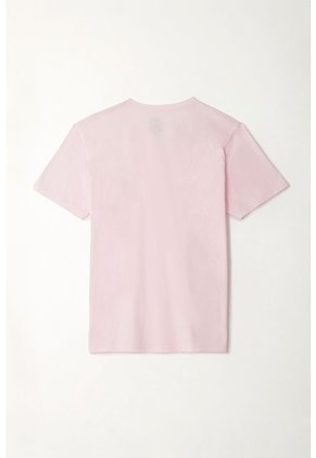 Camiseta Rosada Con Mini Raqueta Bordada Para Hombre