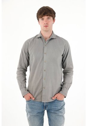 Tennis Camisa Manga Larga Gris De Silueta Ajustada Para Hombre