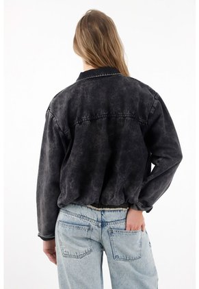 Tennis Chaqueta En Black Denim Tipo Globo Para Mujer