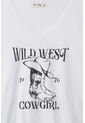 Tennis Camiseta Boxy Fit Manga Sisa Blanca Para Mujer de Tennis