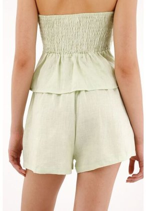 Tennis Short En 100% Lino Verde Para Mujer