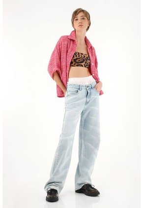 Tennis Jean Recto Tiro Alto Con Diseño Animal Print Para Mujer