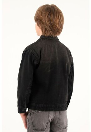 Chaqueta Trucker Negra Para Niño