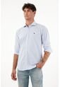 Camisa Azul A Rayas Para Hombre de Tennis