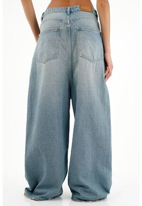 Tennis Jean De Tiro Súper Largo Azul Para Mujer