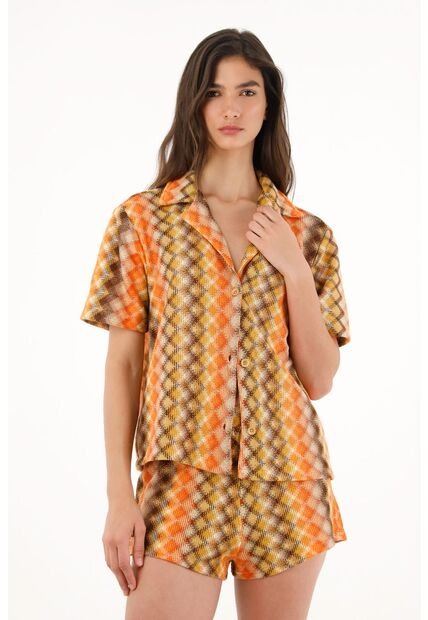 Tennis Camisa Tipo Bowling Manga Corta Para Mujer