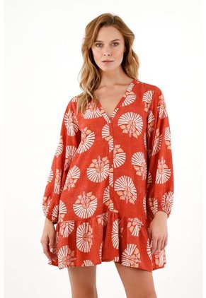 Vestido Manga Larga Estampado Para Mujer