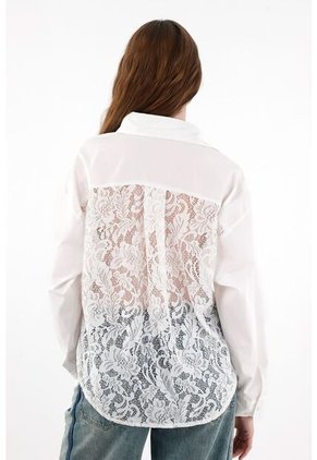 Tennis Camisa Amplia Con Encaje Crudo Para Mujer