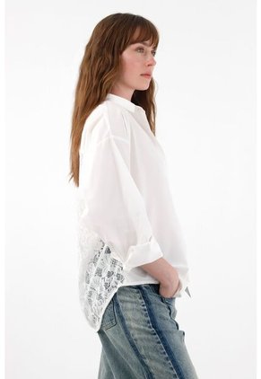 Tennis Camisa Amplia Con Encaje Crudo Para Mujer