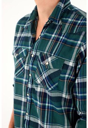 Tennis Camisa Tipo Leñadora A Cuadros Verde Para Hombre
