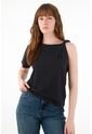 Tennis Camiseta Con Detalle Entorchado En Hombro Negra Para Mujer de Tennis