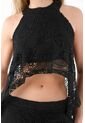 Tennis Camisa Amplia En Encaje Negra Para Mujer de Tennis