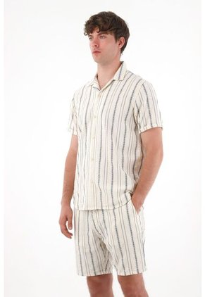 Tennis Camisa Tipo Bowling A Rayas De Acabado Suave Para Hombre Con Acabado Suave