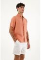 Tennis Camisa Manga Corta 100% Lino Naranja Para Hombre de Tennis