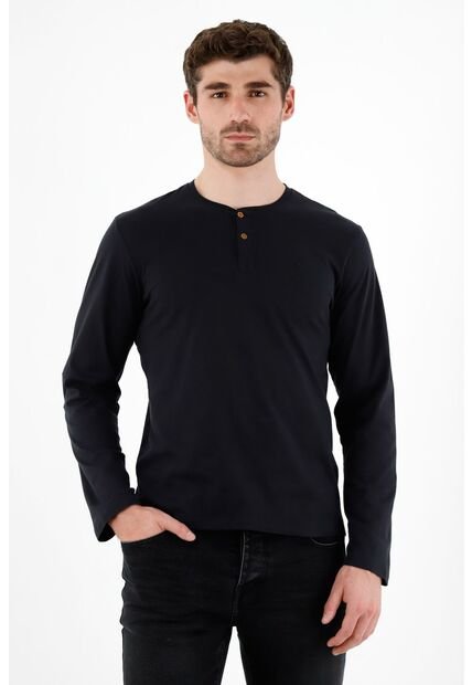 Camiseta Negra Manga Larga Para Hombre