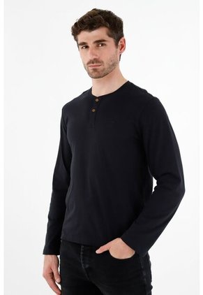 Camiseta Negra Manga Larga Para Hombre