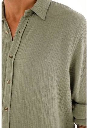 Camisa Verde Manga Larga Para Hombre