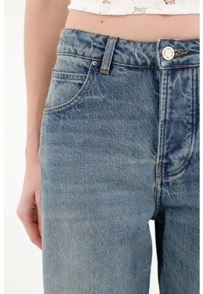 Tennis Jean Recto Tiro Medio Azul De Silueta Amplia Para Mujer