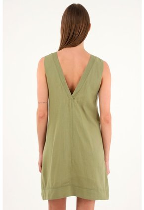 Vestido Verde Corto Silueta Tipo A Para Mujer