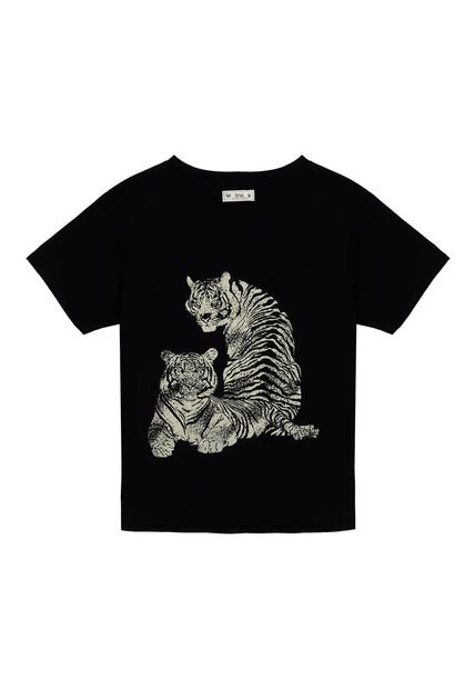 Camiseta Negra Con Estampado Para Mujer