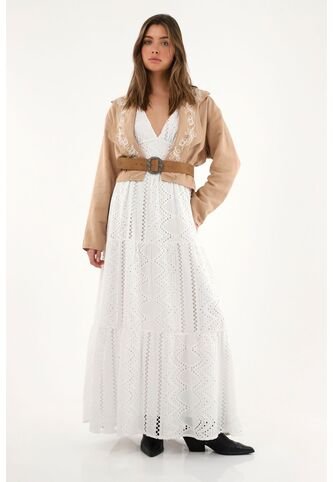 Abrigo Corto En 100% Lino Con Bordado Para Mujer Tennis