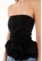 Tennis Camisa Strapless Con Corte Abombachado Negra Para Mujer de Tennis