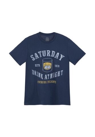 Camiseta Azul Estampada En Frente Para Hombre Tennis
