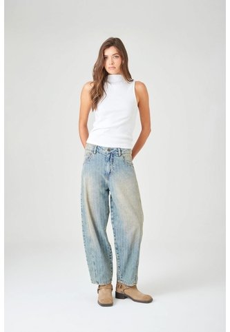 Tennis Jean Horse Shoe Con Vetas Verticales De Denim Azul Claro Para Mujer Tennis
