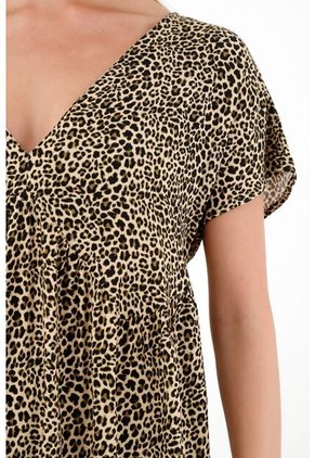 Vestido Manga Corta Estampado Para Mujer