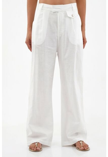 Pantalón Blanco En Lino Para Mujer